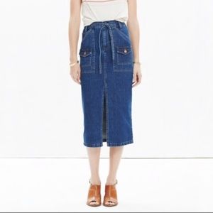 Madewell timeline denim midi skirt
